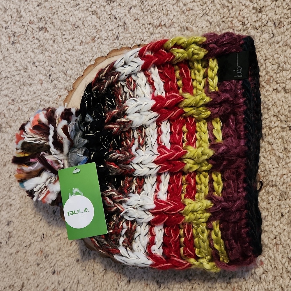 Bula Multi-colored Beanie Hat with Pom NEW